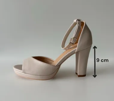 Sandale dama cu toc gros bej GQ10 T6-3